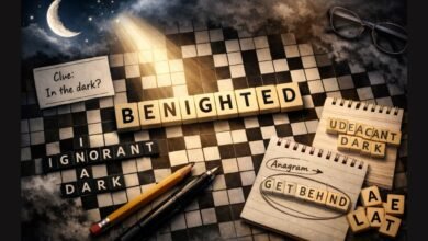 Benighted Crossword Clue