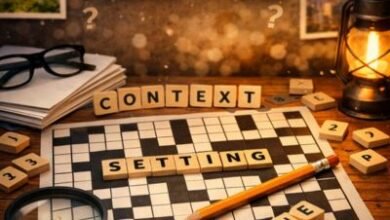 surrounding or background crossword clue