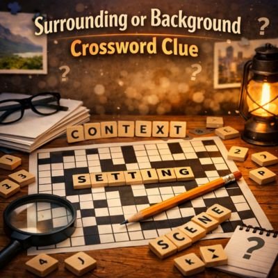 surrounding or background crossword clue