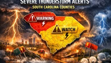 Multiple Severe Thunderstorm Alerts Issued for South Carolina Counties