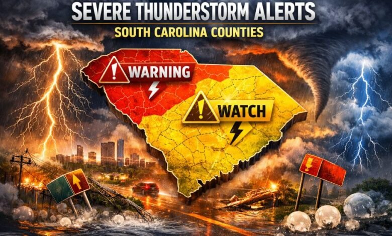 Multiple Severe Thunderstorm Alerts Issued for South Carolina Counties